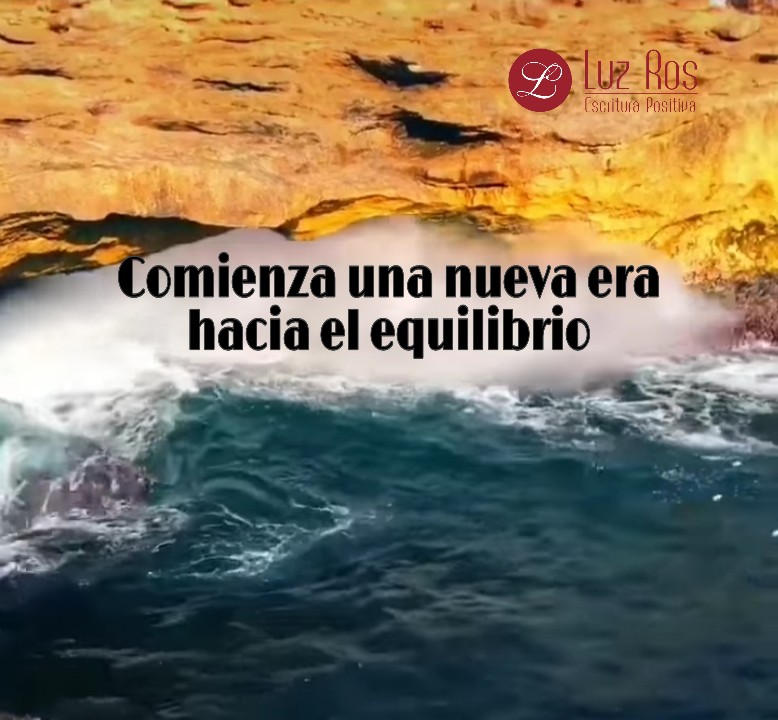 acantilado con frase comienza una nueva era hacia el equilibrio